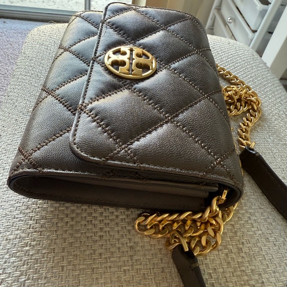 Tory Burch Dark Gray Quilted Crossbody Bag - Picture 8 of 9